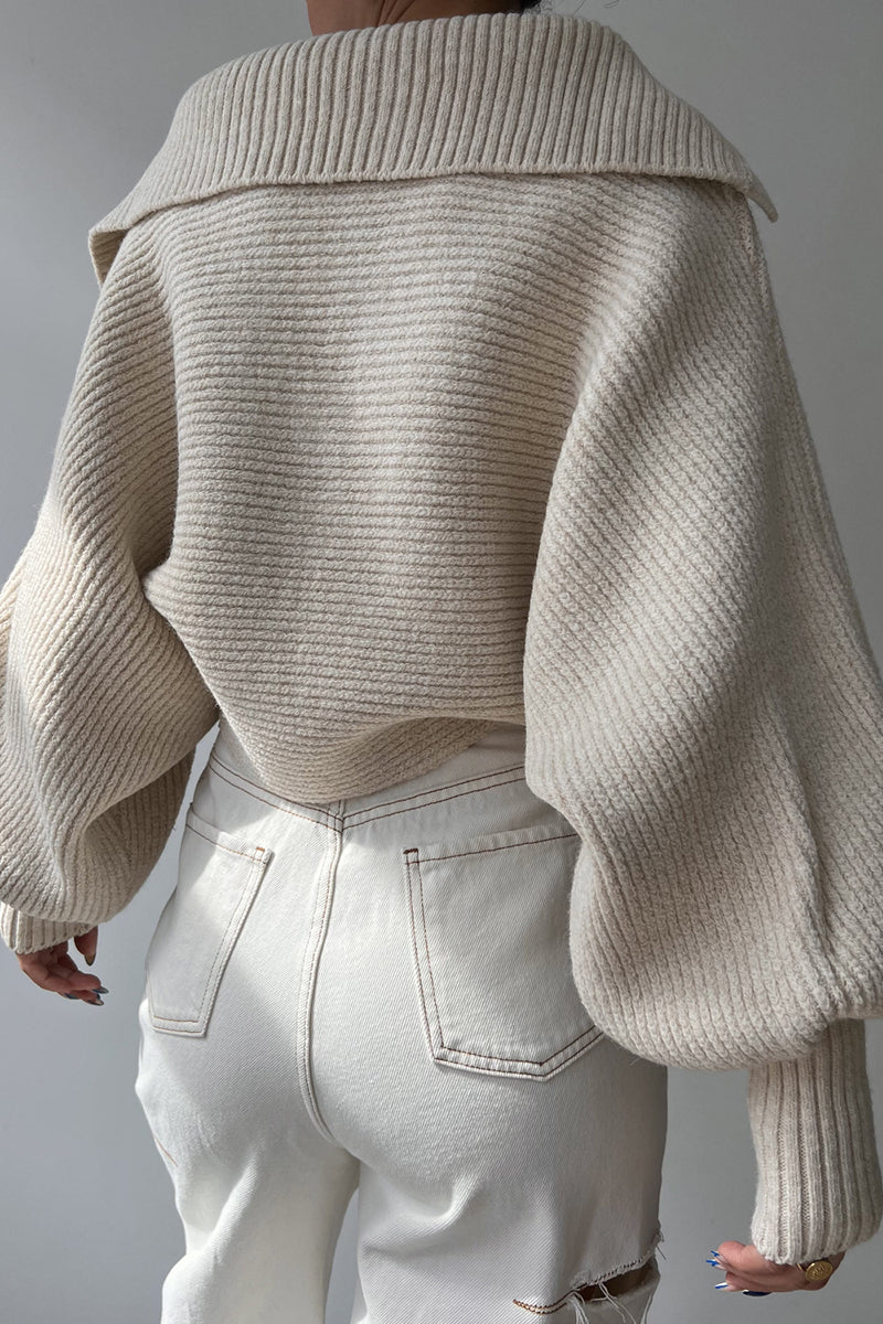 Oversized Knit Lapel Sweater