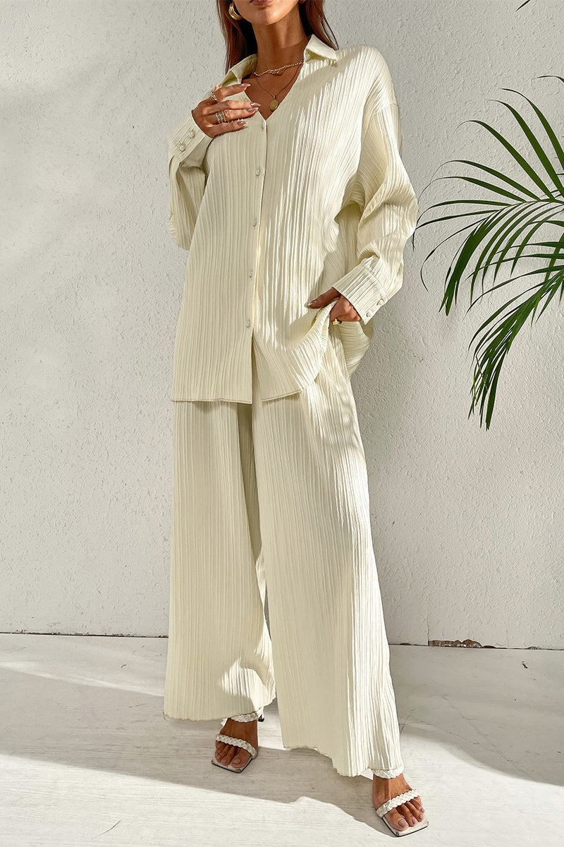 Pleated Shirt and Pants Set