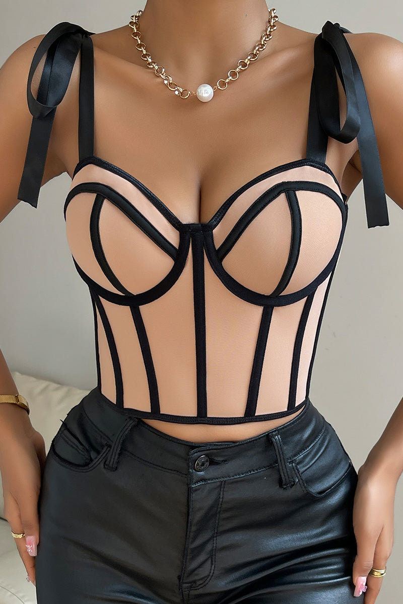 Satin Ribbon Corset Top