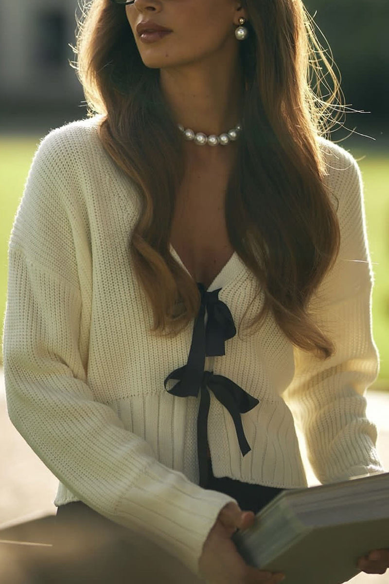 Bow Tie Front Knit Cardigan