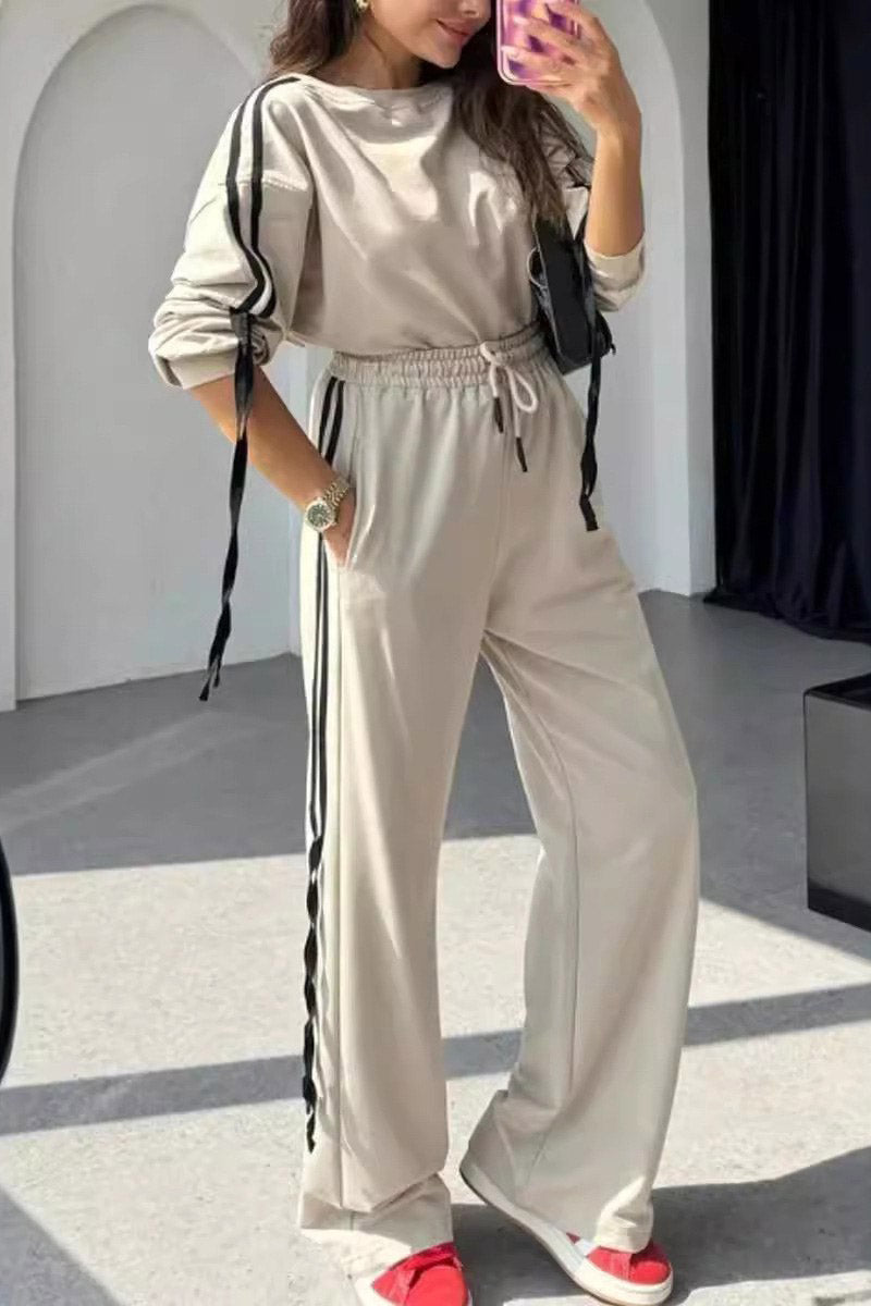 Oversized Drawstring Sleeve Top and Pants Set