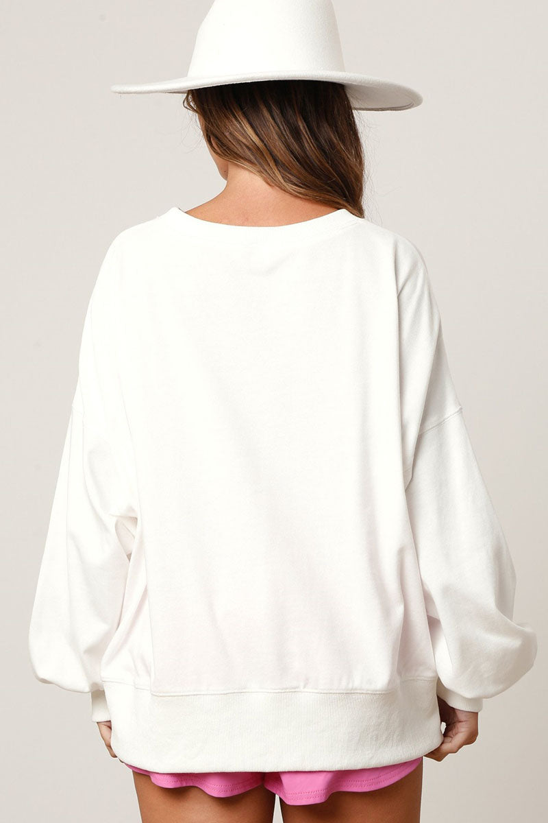 Sequin Logo Oversized Top