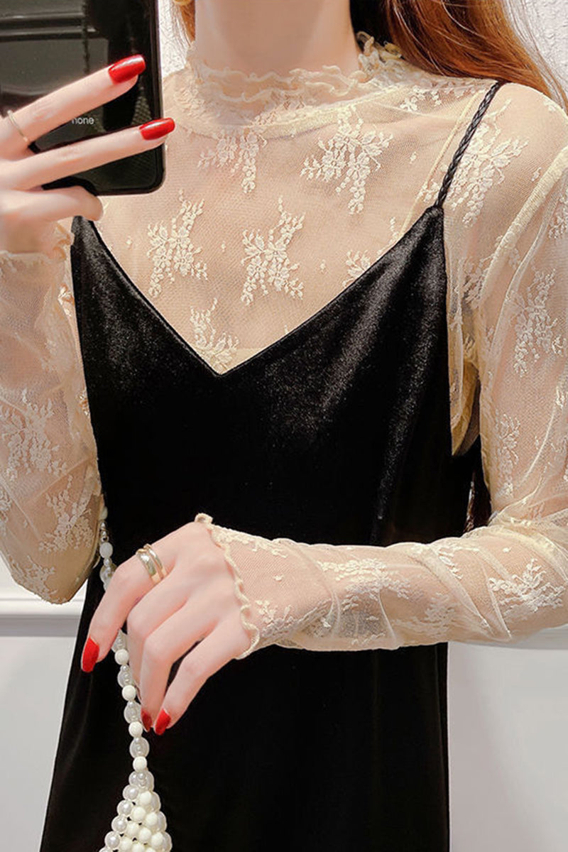 Floral Lace Mesh Long Sleeve Top