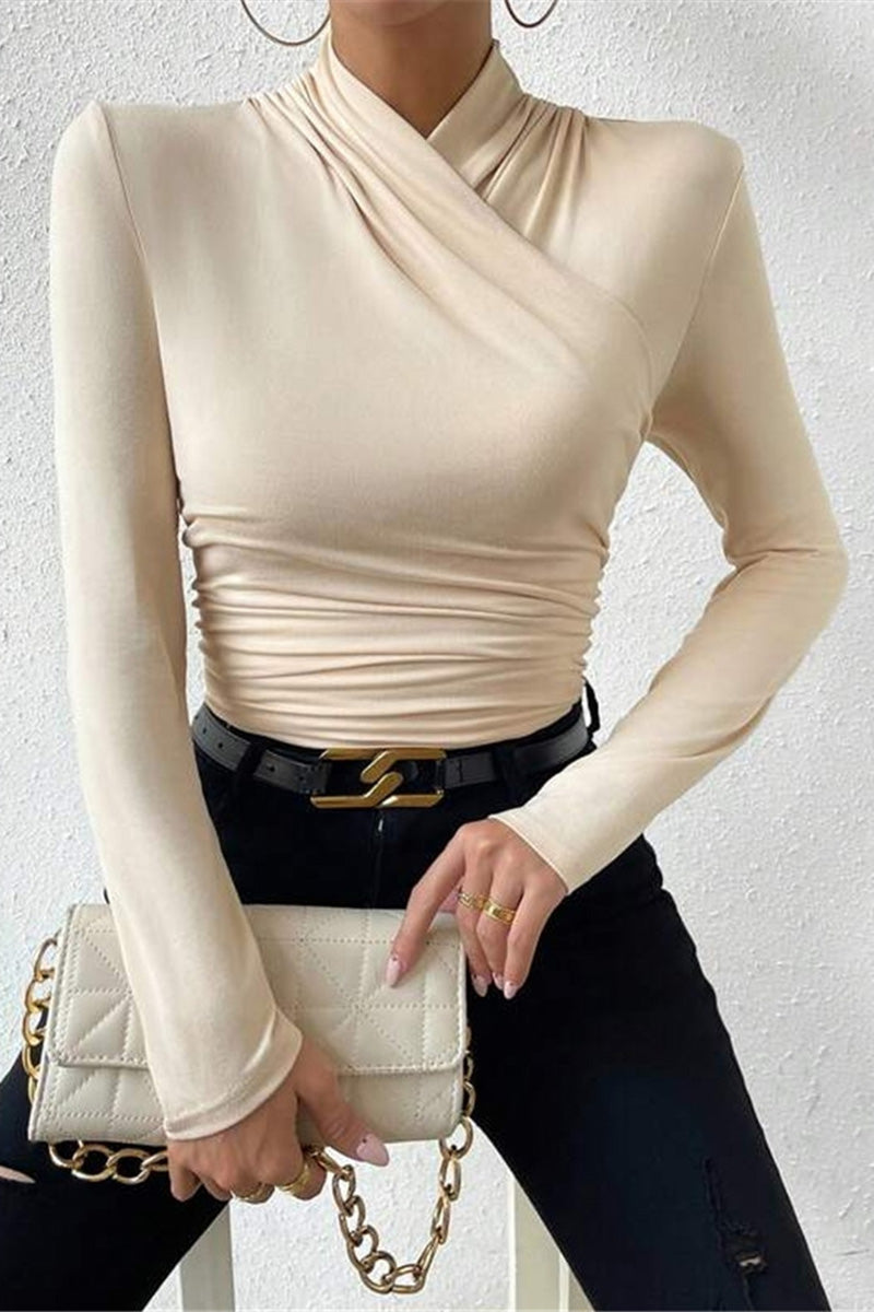 Draped Front Long Sleeve Top