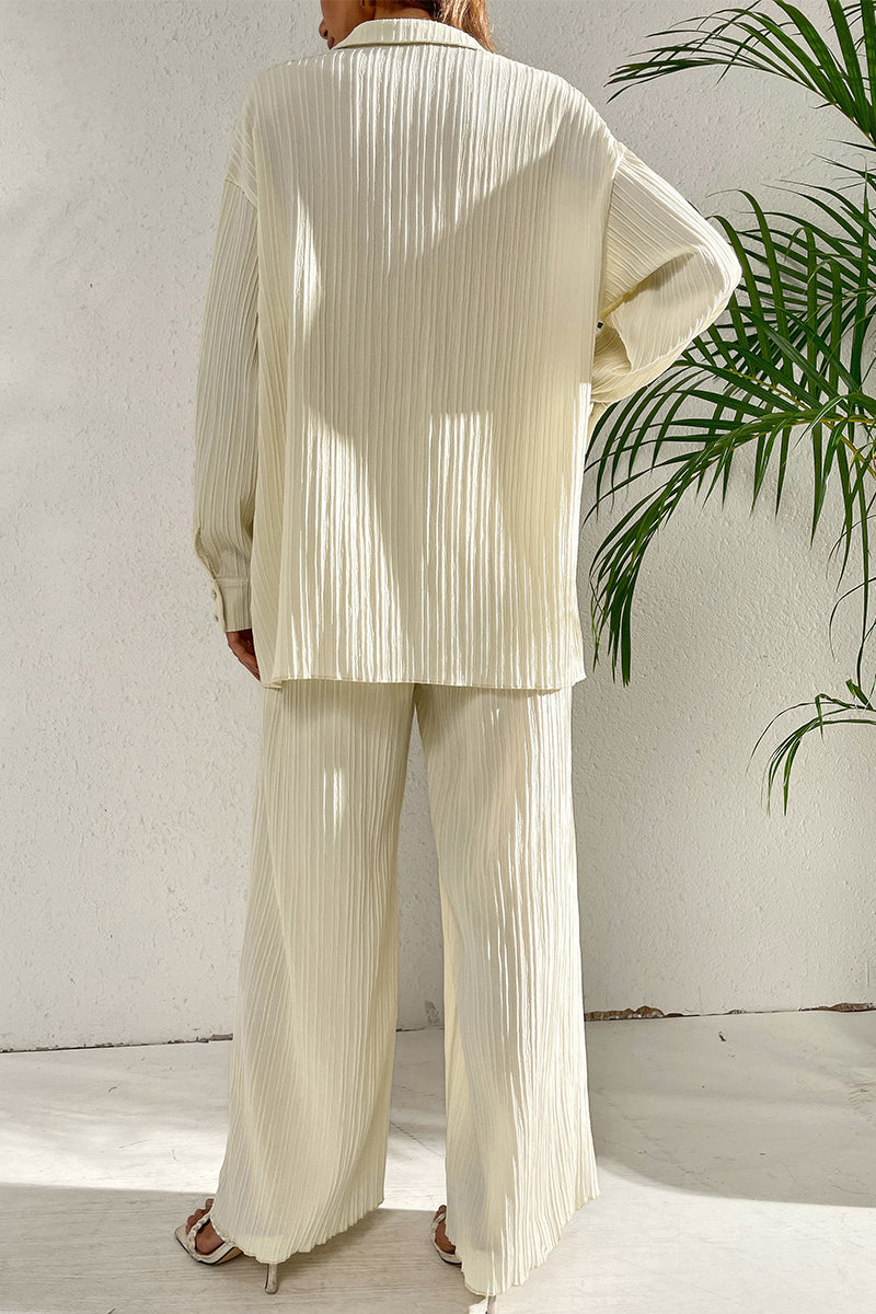 Pleated Shirt and Pants Set