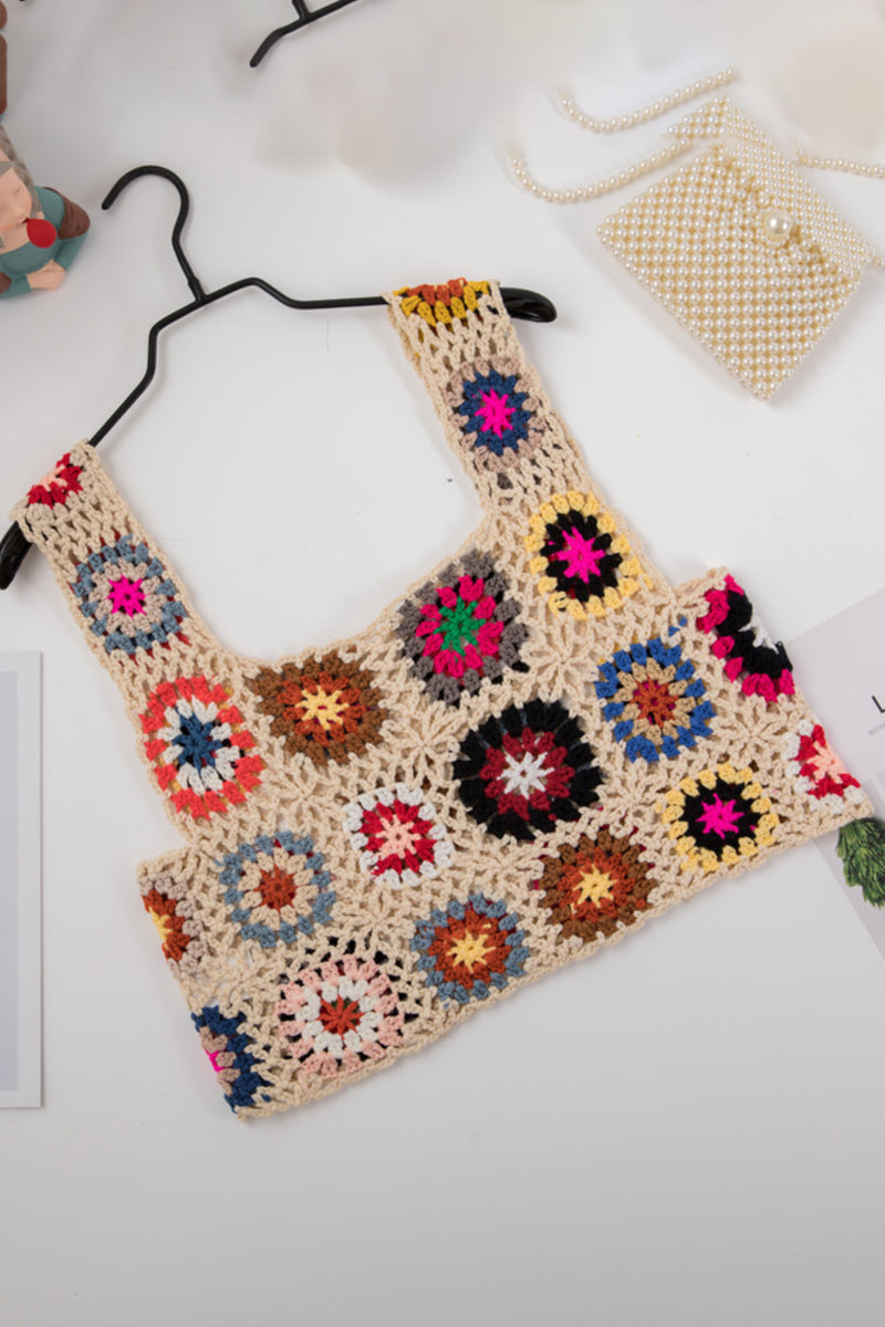 Crochet Patchwork Crop Tank Top