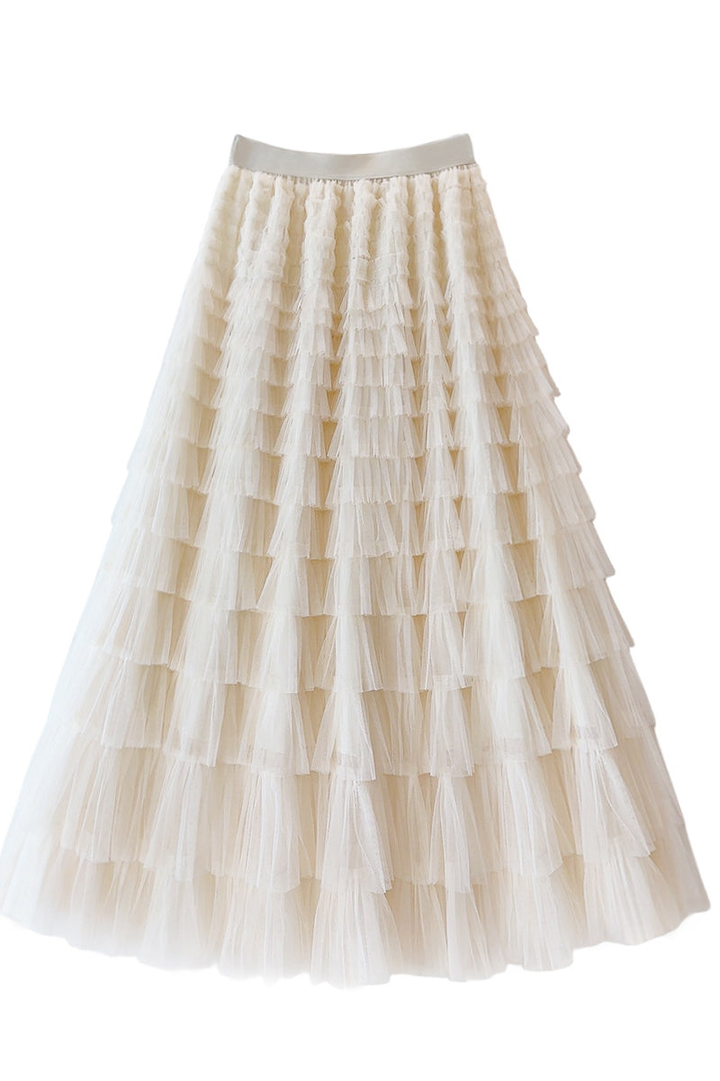 Layered Tulle Midi Skirt