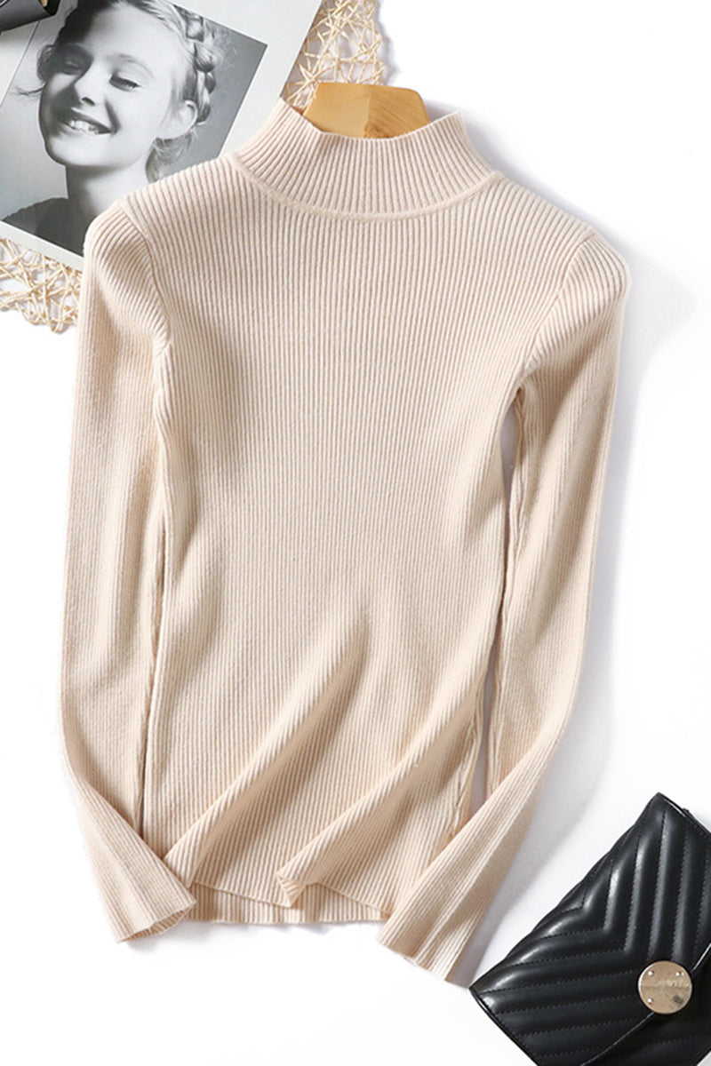 Slim Fit Mock Neck Ribbed Sweater