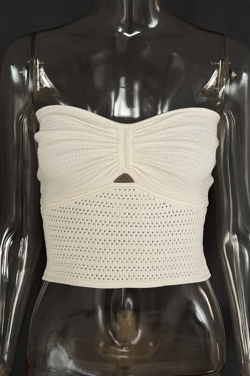 Strapless Crocheted Knit Tube Top