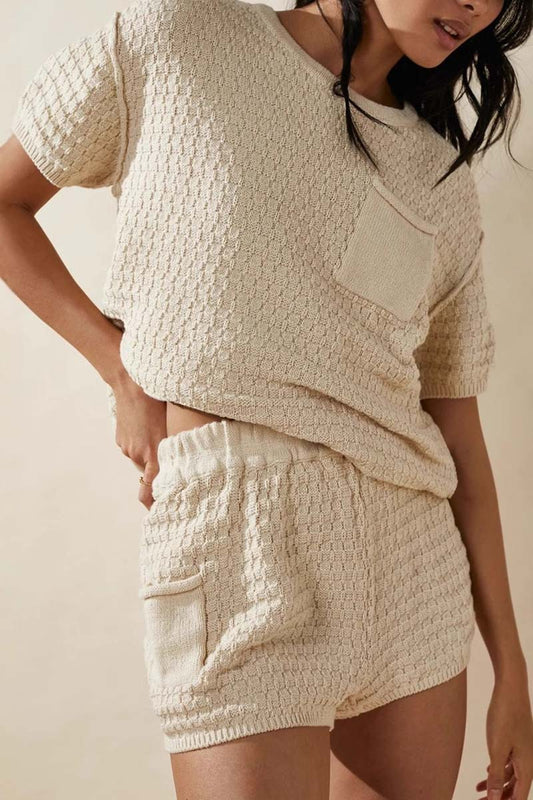 Textured Short-Sleeve Knit Top