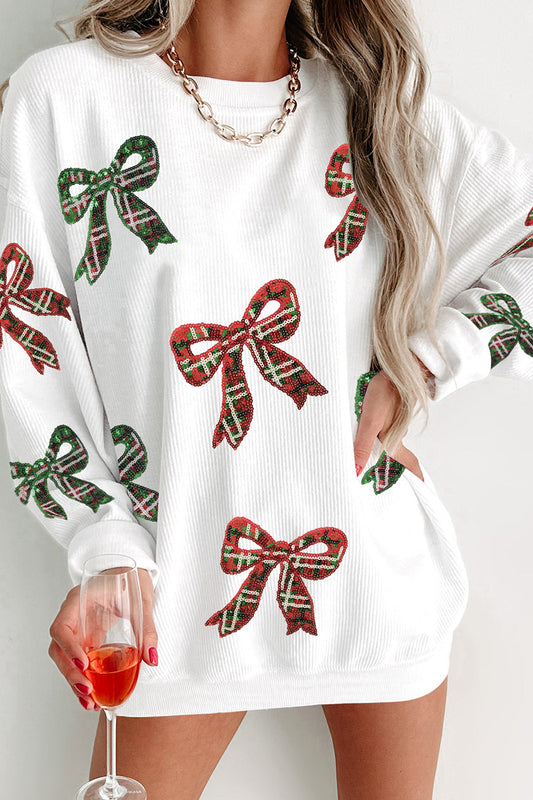 Festive Bow Print Holiday Top