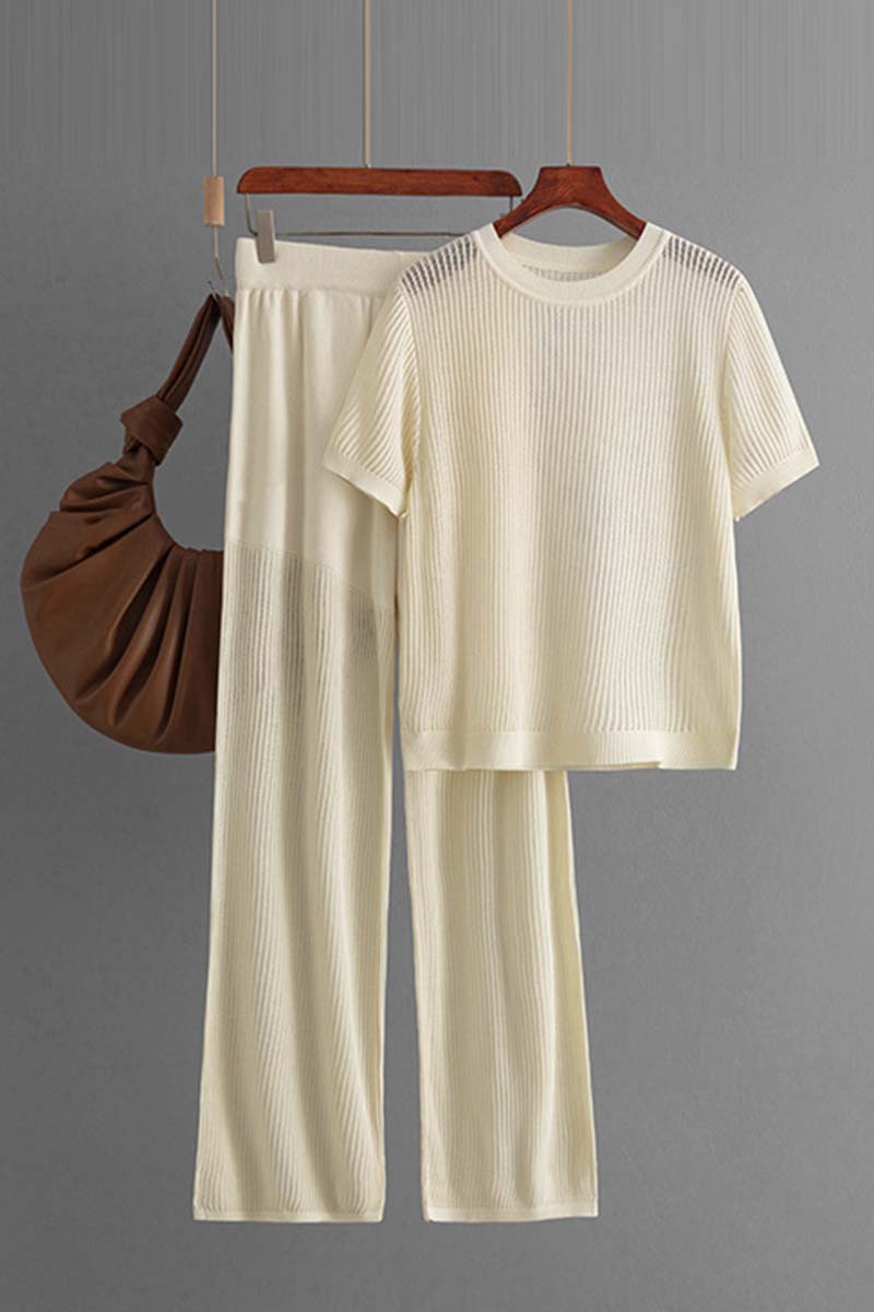 Knit Lounge Set with Short Sleeves