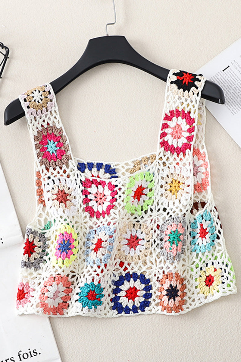 Colorful Pattern Crochet Crop Top