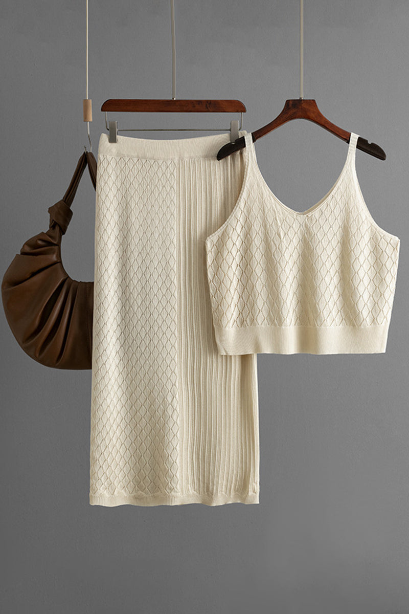 Textured Knit Tank and Skirt Set