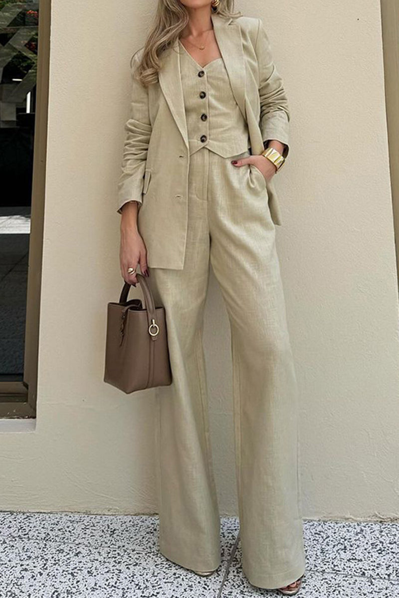 Tailored Vest and Blazer Three-Piece Set