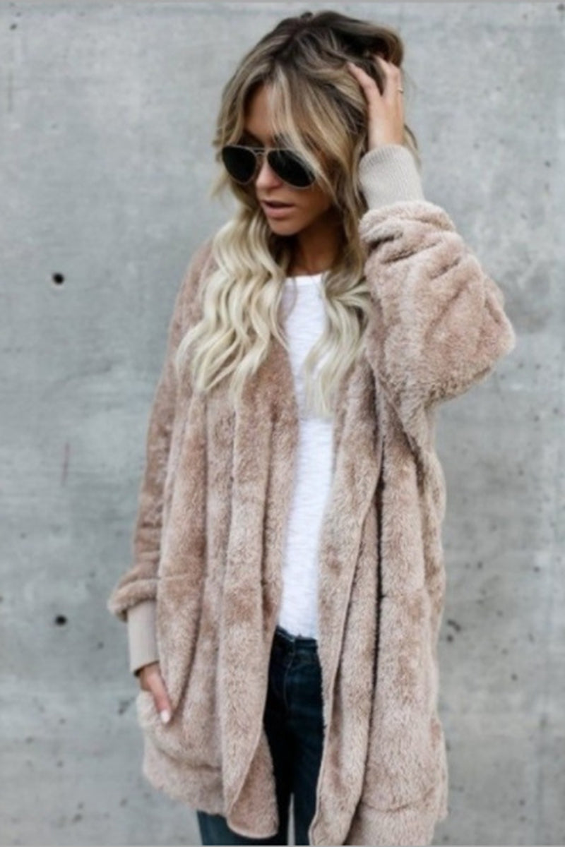 Oversized Fuzzy Open-Front Coat