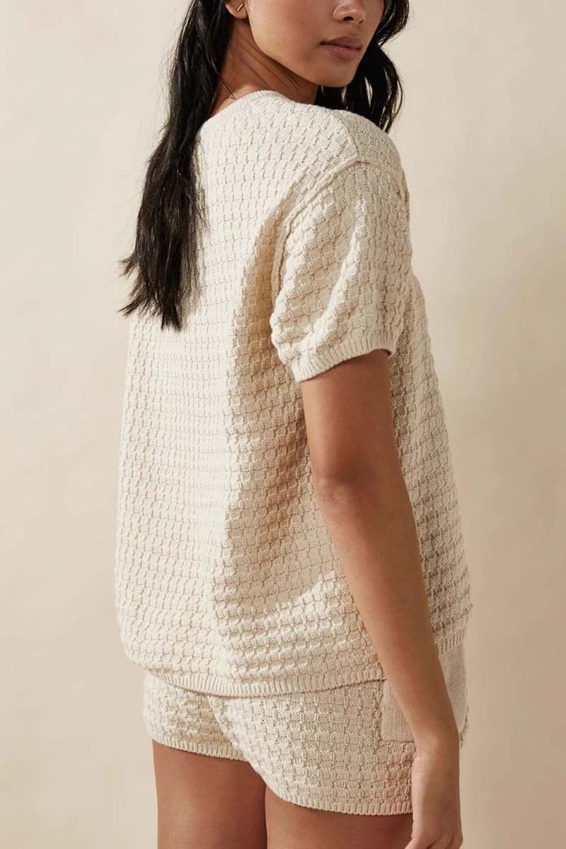 Textured Short-Sleeve Knit Top