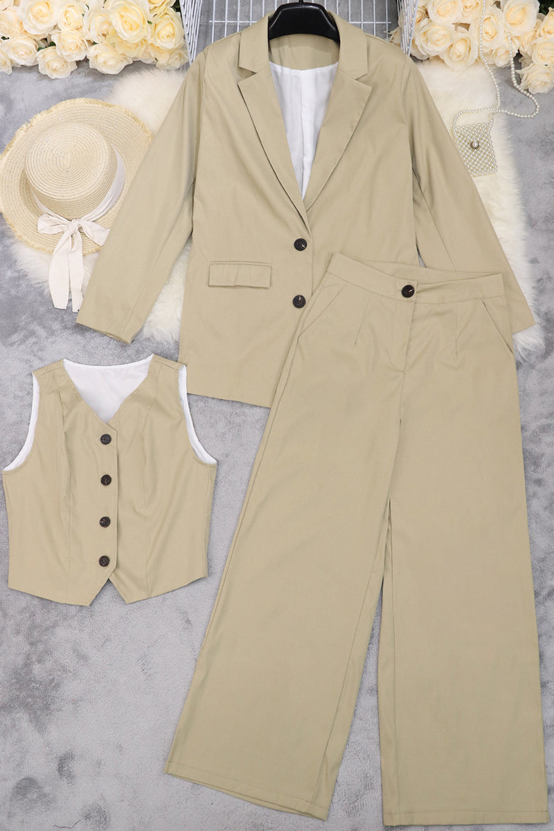 Tailored Vest and Blazer Three-Piece Set