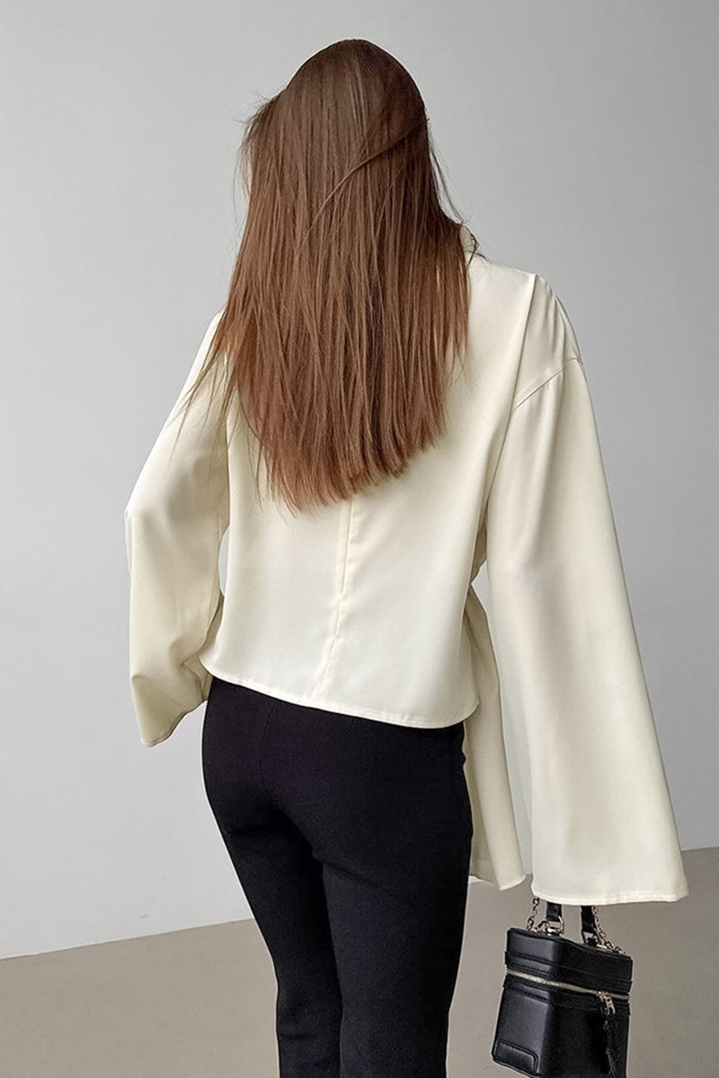 Ruched Mock Neck Blouse Top