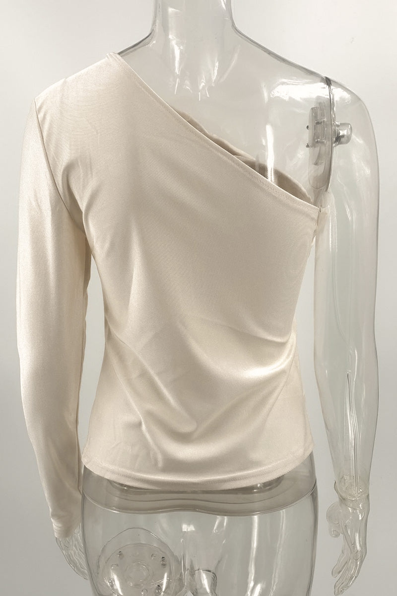 One-Shoulder Draped Fitted Top