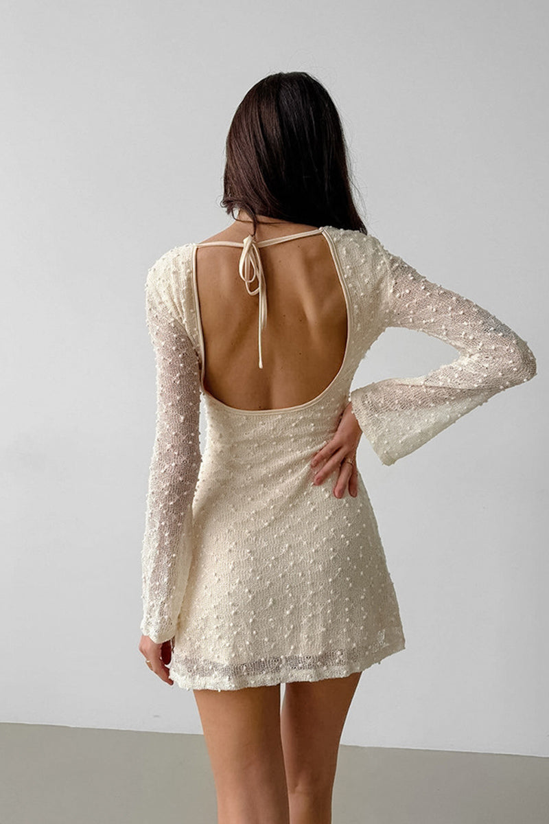 Textured Long-Sleeve Mini Dress