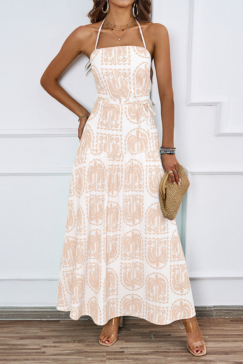 Halter Maxi Dress with Boho Print