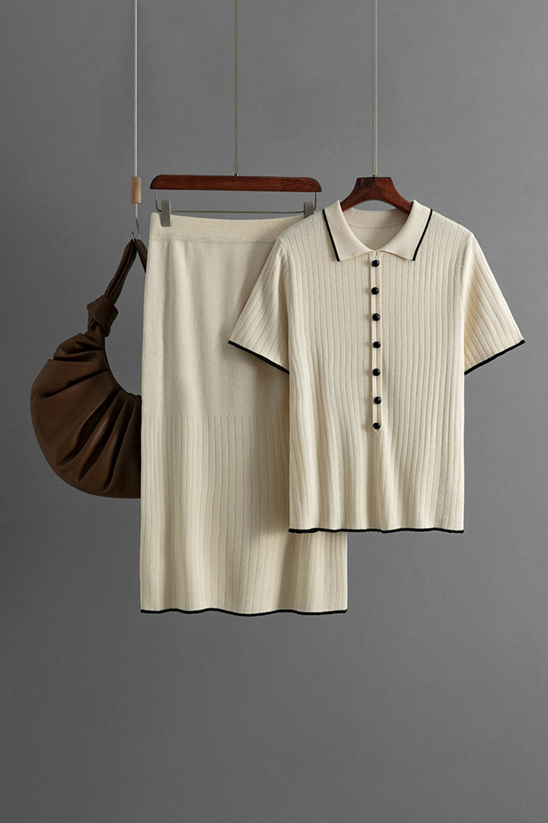 Ribbed Polo and Skirt Set