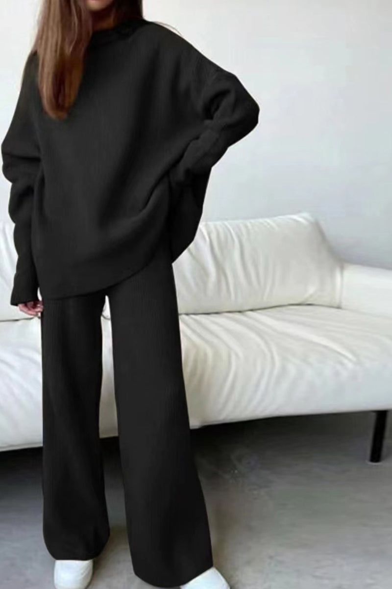 Turtleneck Knit Sweater Pants Set