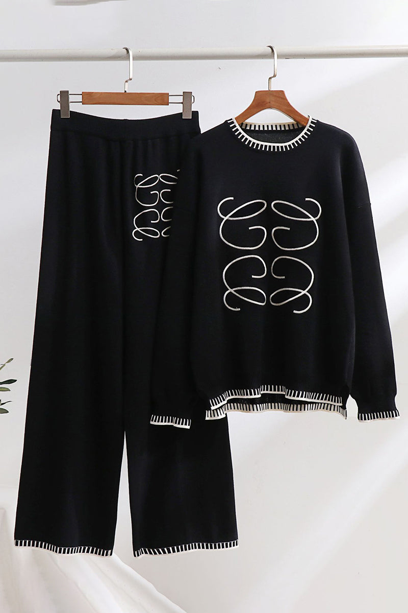 Knit Sweater with Wide-Leg Pants  Set