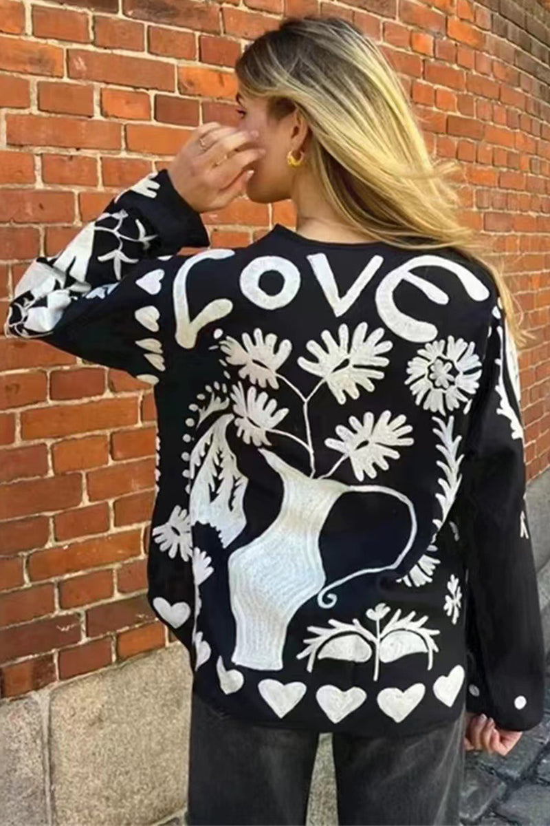 Floral Graphic Long Sleeve Jacket