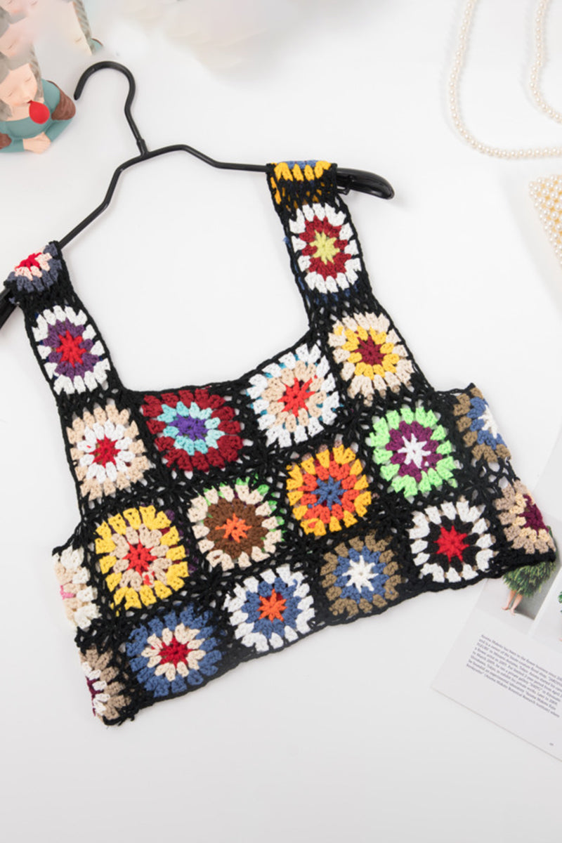 Crochet Patchwork Crop Tank Top