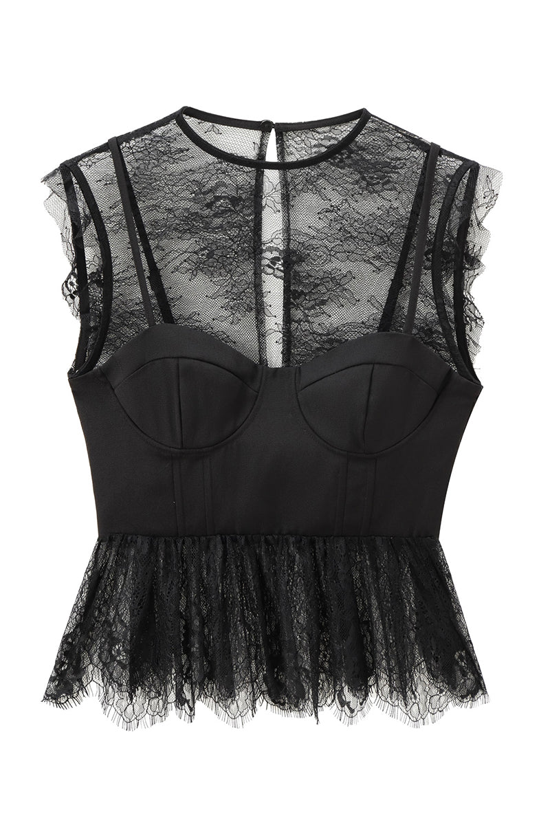 Lace Overlay Bustier Top