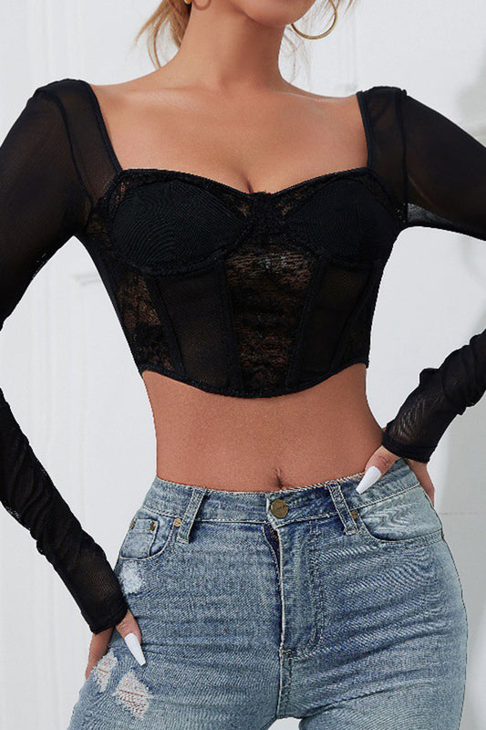 Long Sleeve Corset  Crop Top