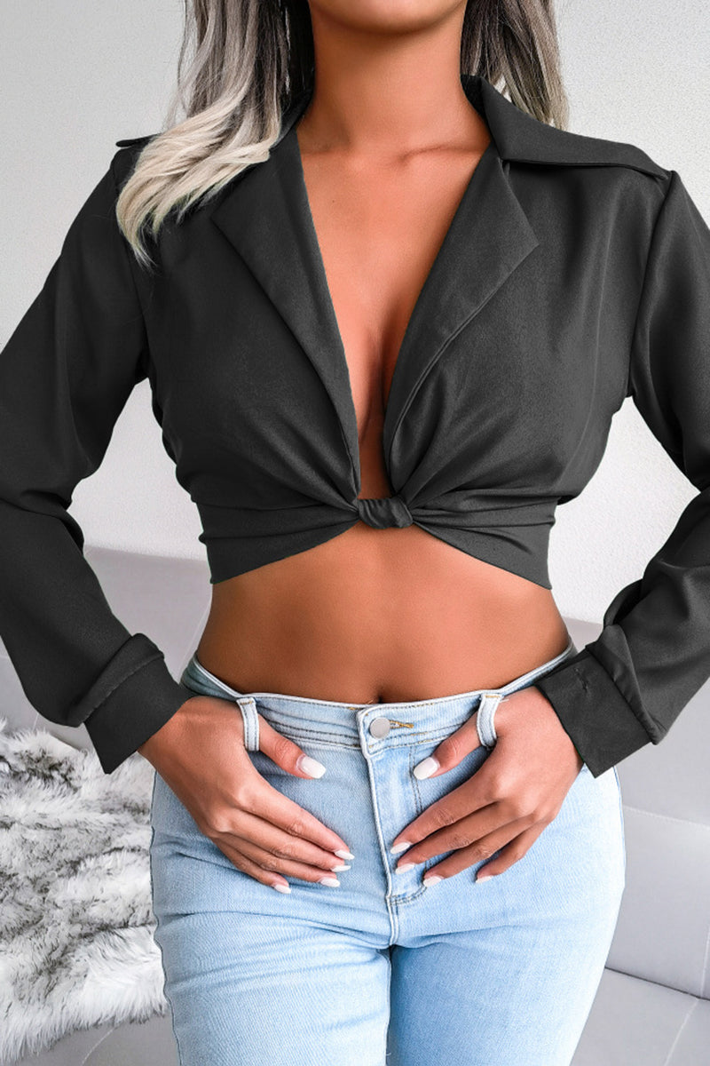 Twist-Knot Cropped Blouse