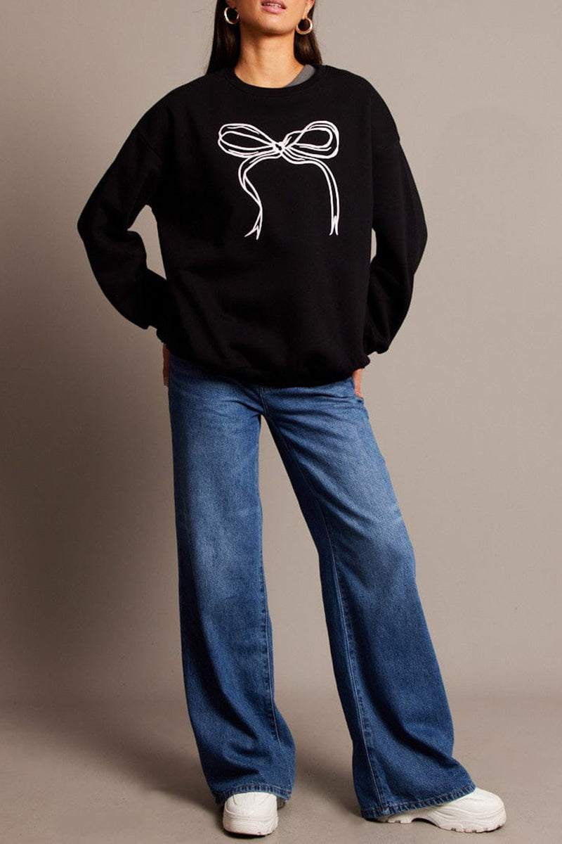 Bow Graphic Pullover Top