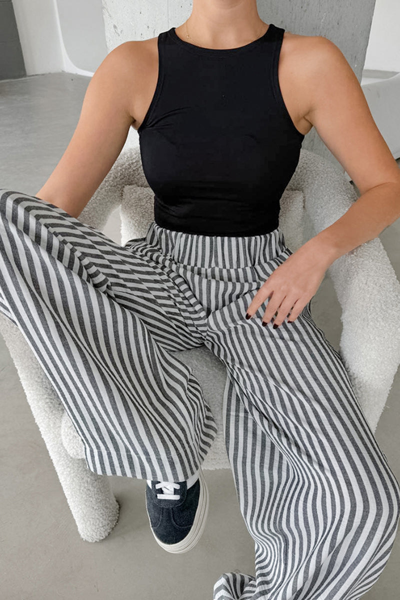 Striped Wide-Leg Casual Pants