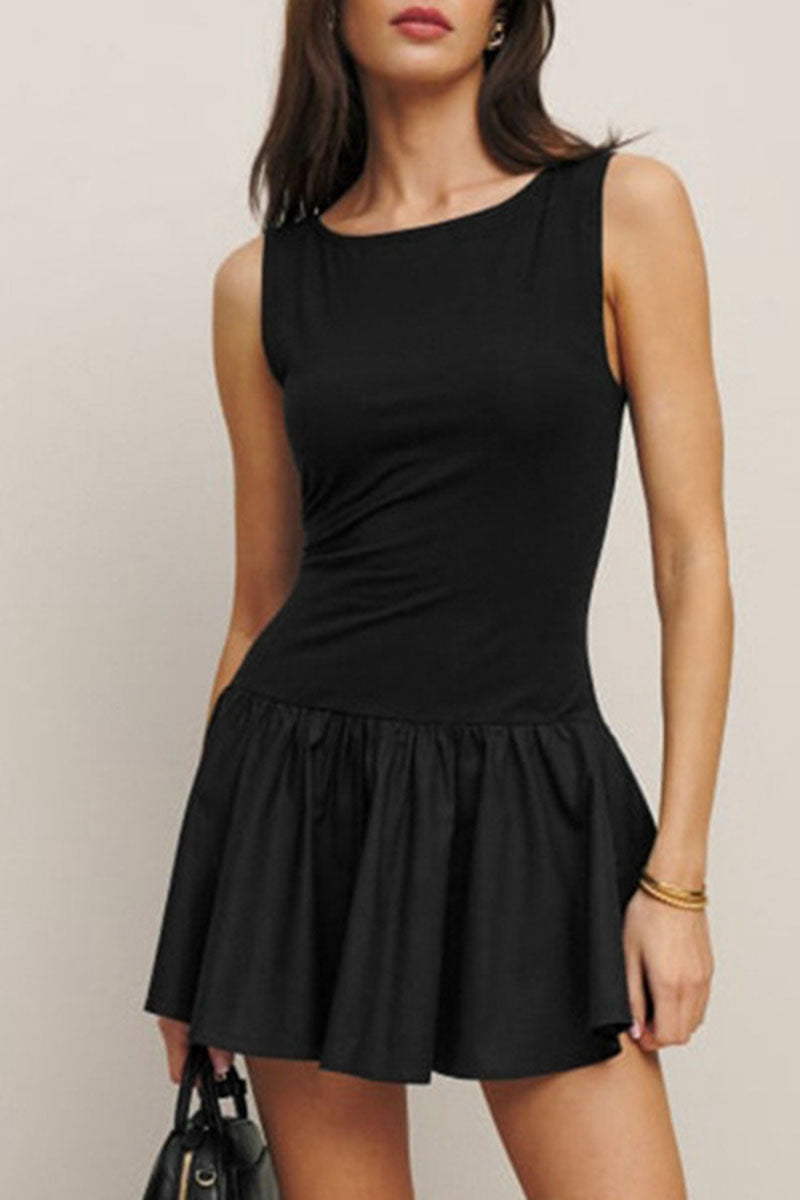 Sleeveless Ruffle Hem Mini Dress