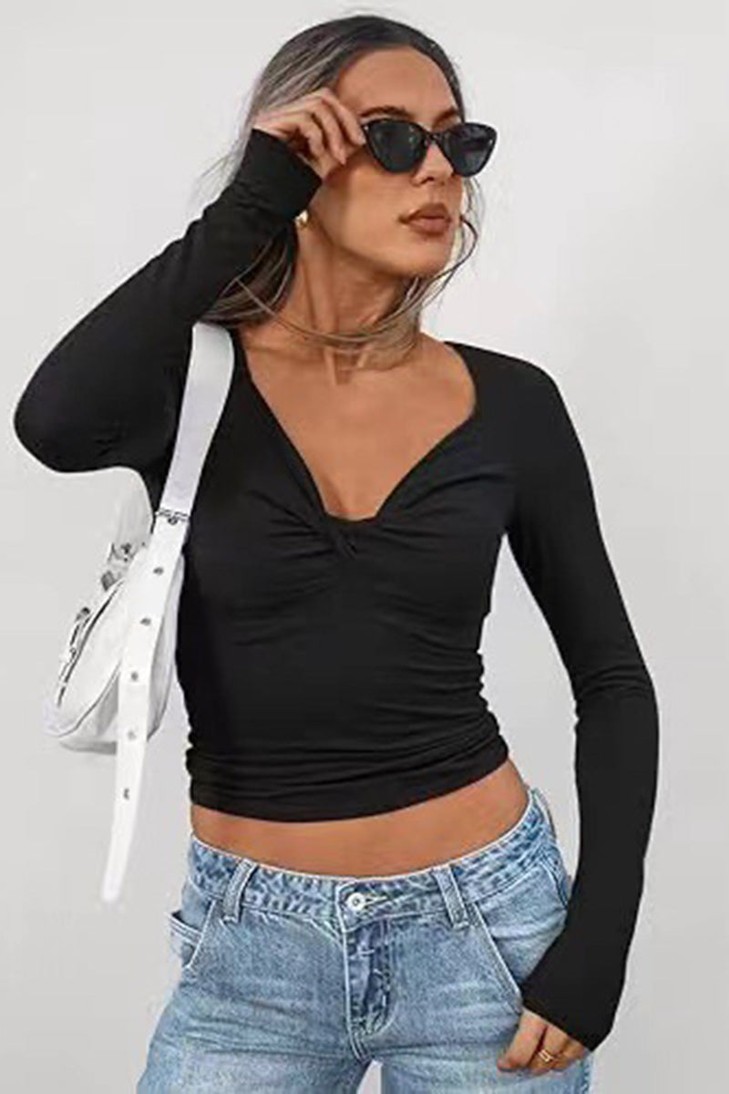 Twist Front Long Sleeve Top