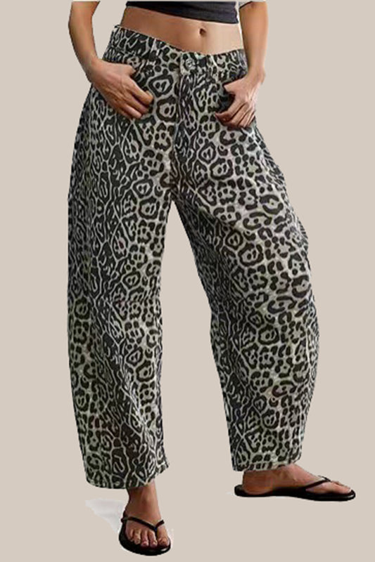 Leopard Print Loose Fit Pants