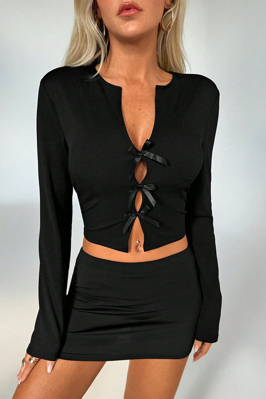 Bow-Tie Front Cropped Top