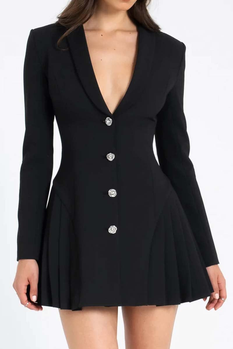 Button-Front Blazer-Inspired Mini Dress