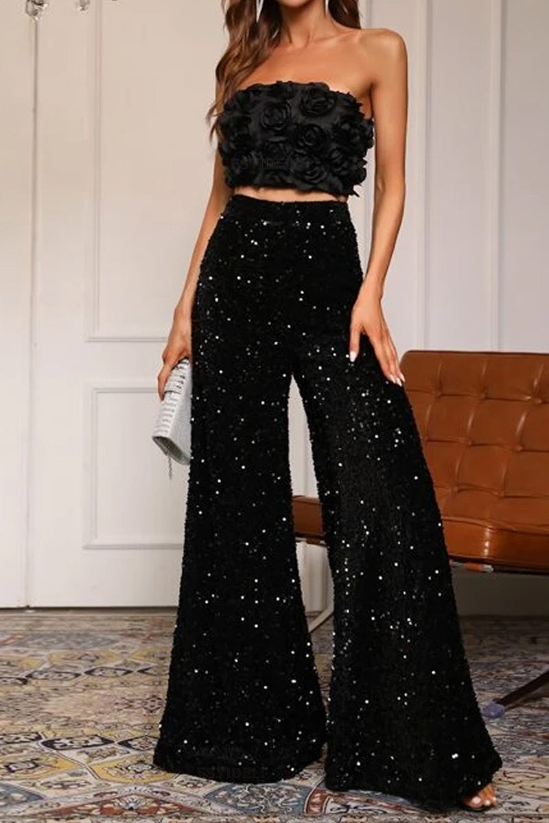 Sequin Wide Leg Pants