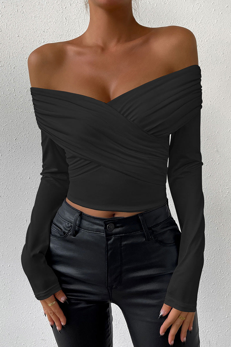 Off-Shoulder Wrap Crop Top