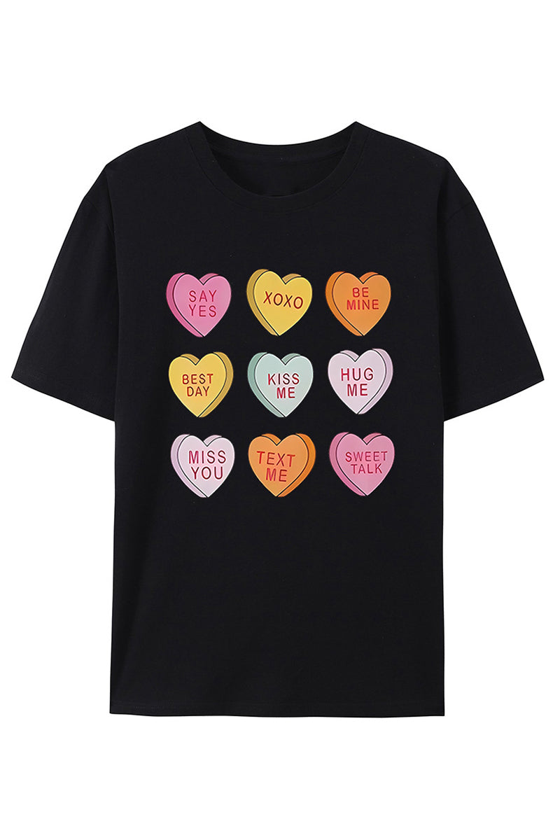 Graphic Heart Print Casual T-Shirt