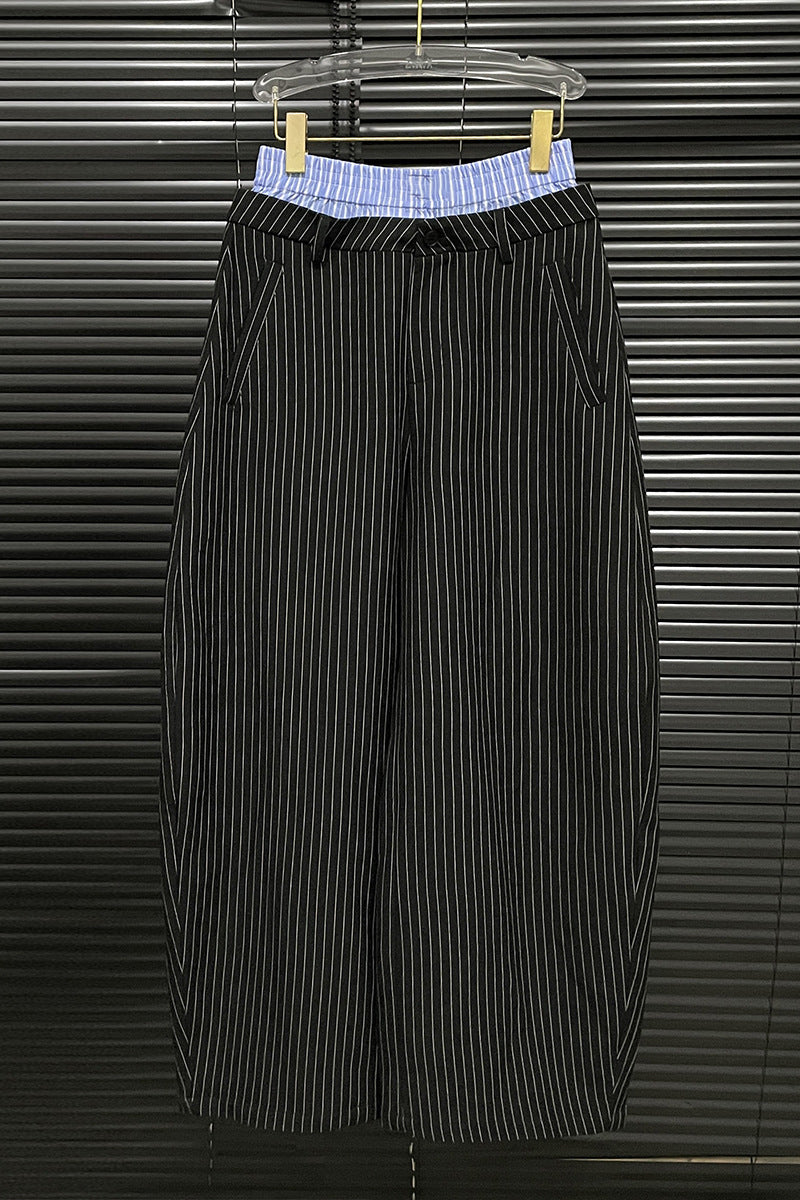 High-Waist Pinstripe Wide-Leg Pants