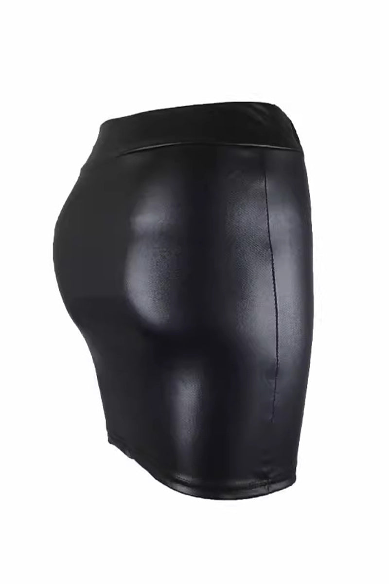 Faux Leather Bodycon Mini Skirt