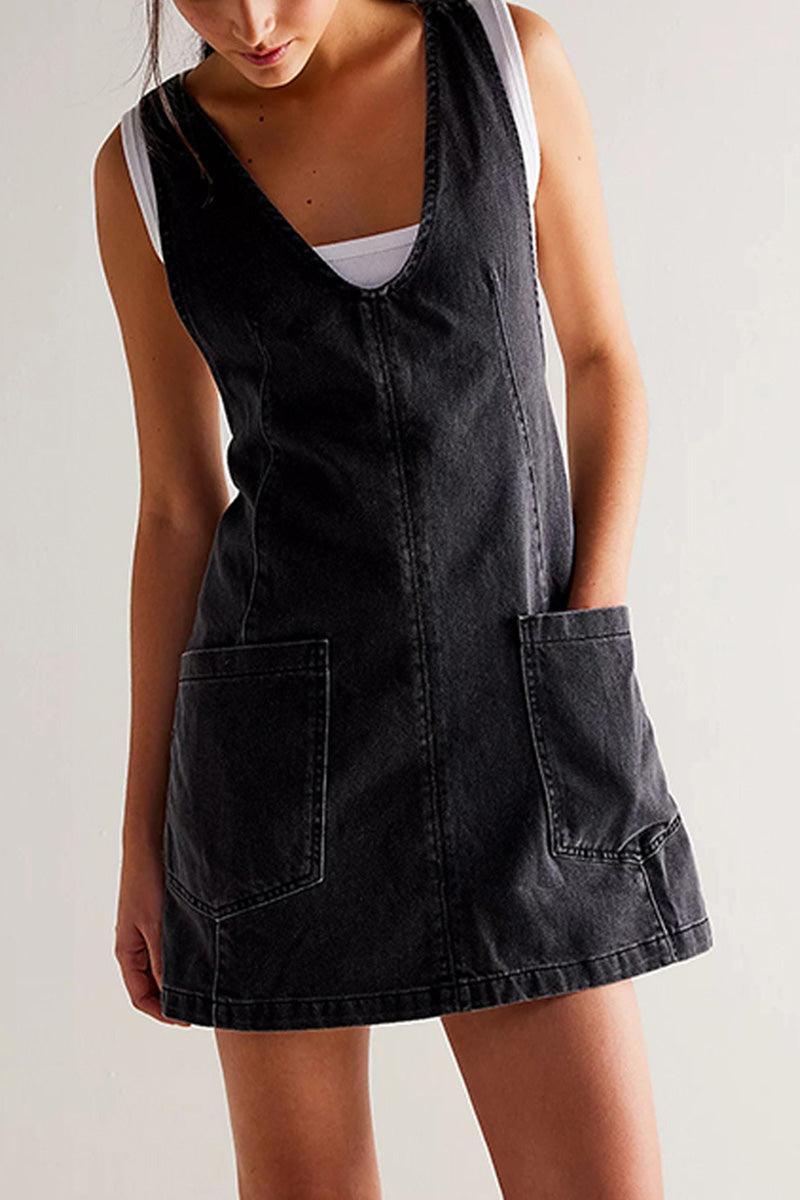 V-Neck Tank Mini Dress with Pockets