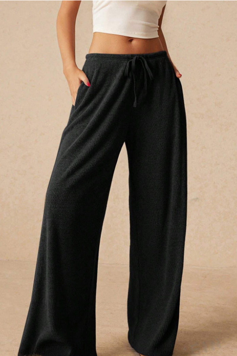 Drawstring Wide-Leg Lounge Pants