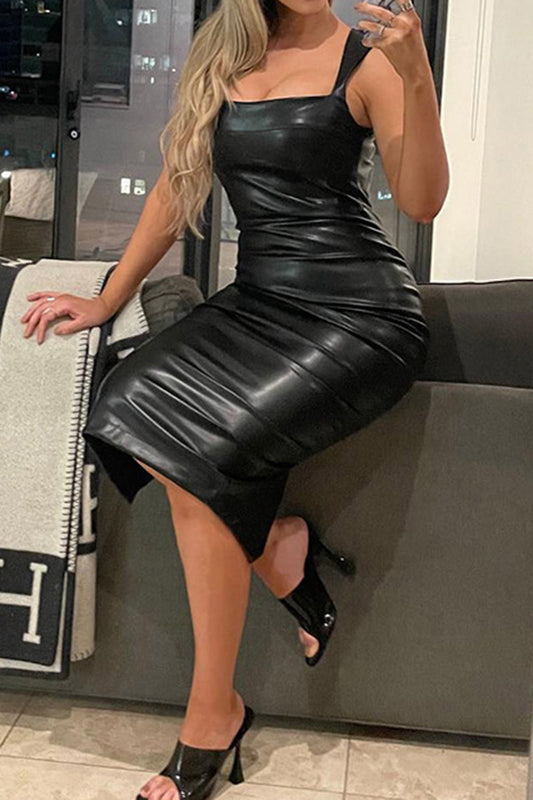 Sleek Bodycon Faux Leather Dress