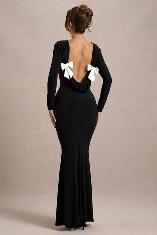 Backless Bow Sheath Dress